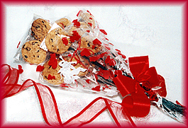Tempt your sweetheart with one dozen individually wrapped homemade chocolate chip cookies-on-a-stick. Call now! 1-800-585-8382